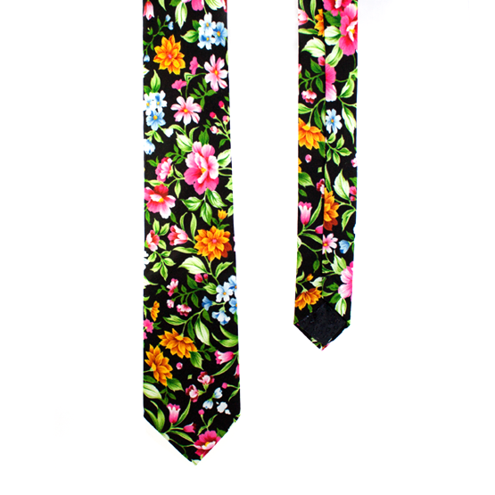 Cravata Floral Negru