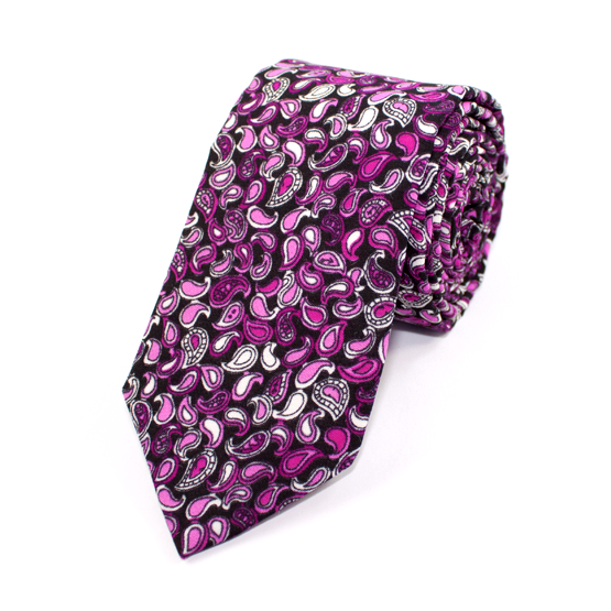 Cravata Paisley Fucsia - Cravate cu tematică Florală